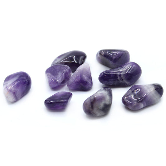 Amethyst-Bänder Trommelsteine Set - 24 natürliche Unikate
