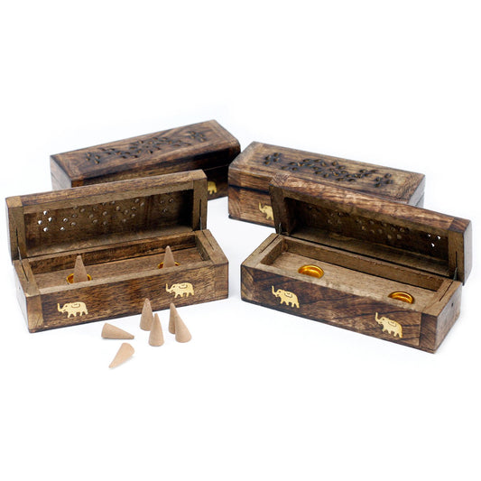 Räucherbox aus massivem Mangoholz – Handgefertigtes Unikat (15 cm)