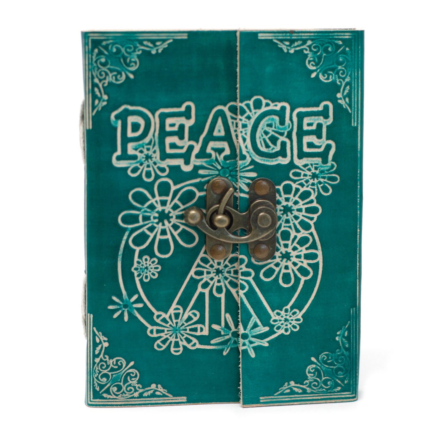 Ledernotizbuch 'Green Peace' mit Schloss – Handgefertigter Begleiter für Gedanken (18x13 cm)