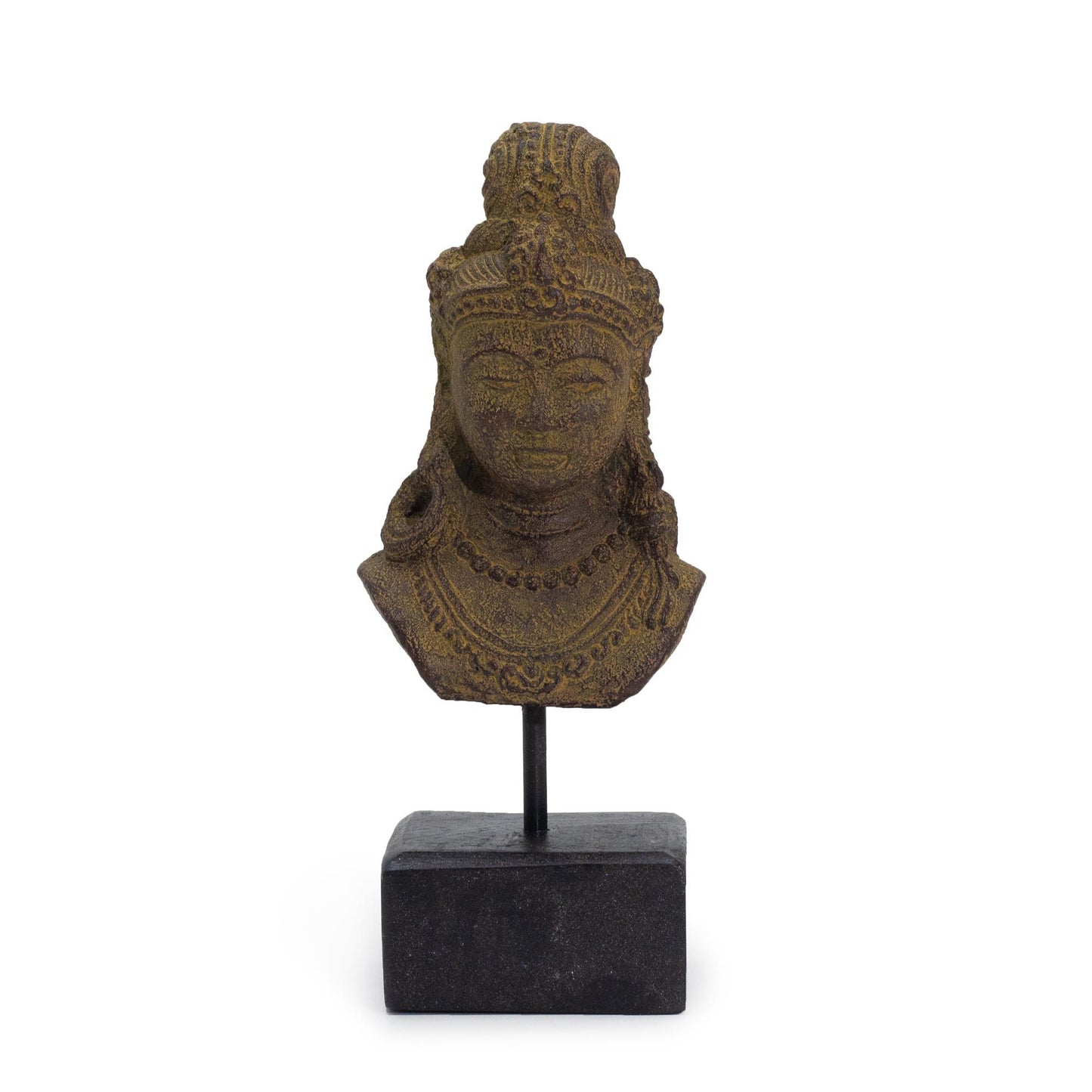 Statue Graue Prinzessin Java - Handgefertigte Betonfigur auf Jempinis-Holzsockel