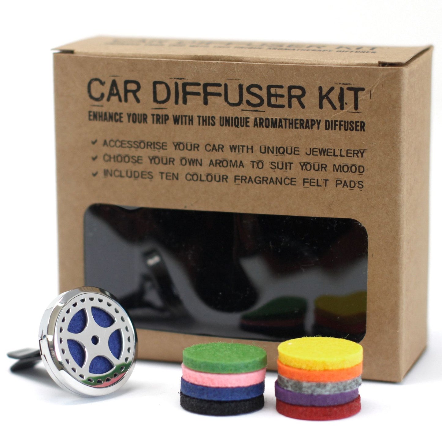 Edelstahl Auto-Duftmedaillon Set – 10 wiederverwendbare Pads