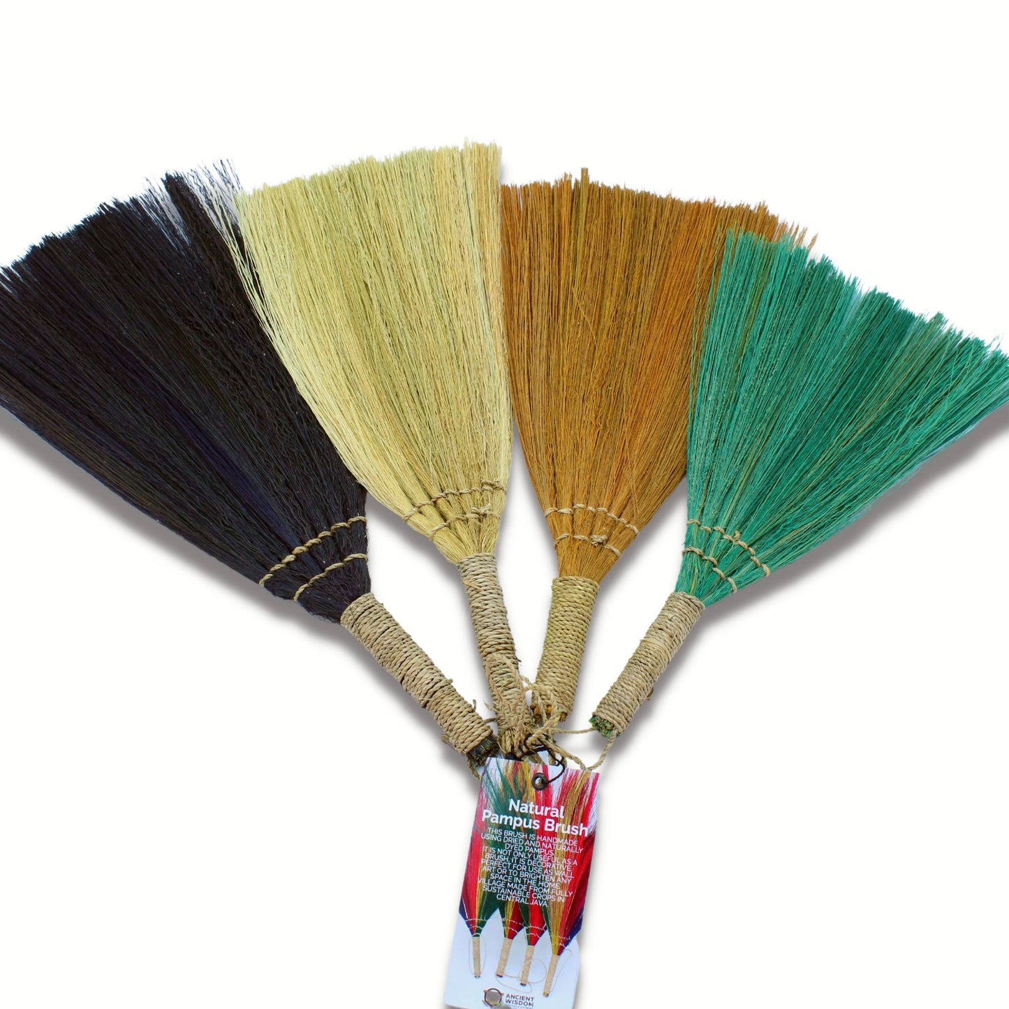 Set aus 4 Seegras-Fächerbesen - Natürliche Farb- und Größenvielfalt