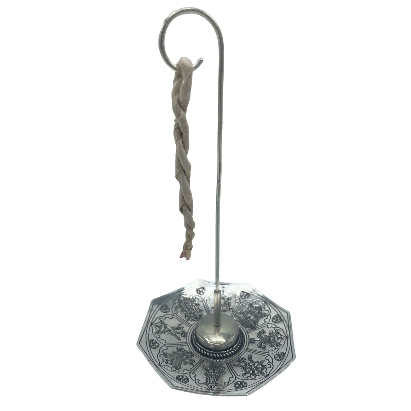 Räucherschnur-Set 'Acht Glückssymbole' mit versilertem Halter – 10 Stäbchen in Geschenkbox