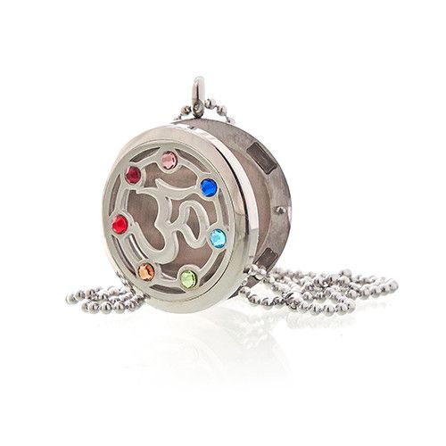 Aromatherapie Halskette Om Chakra 30mm - Edelstahl Duftschmuck