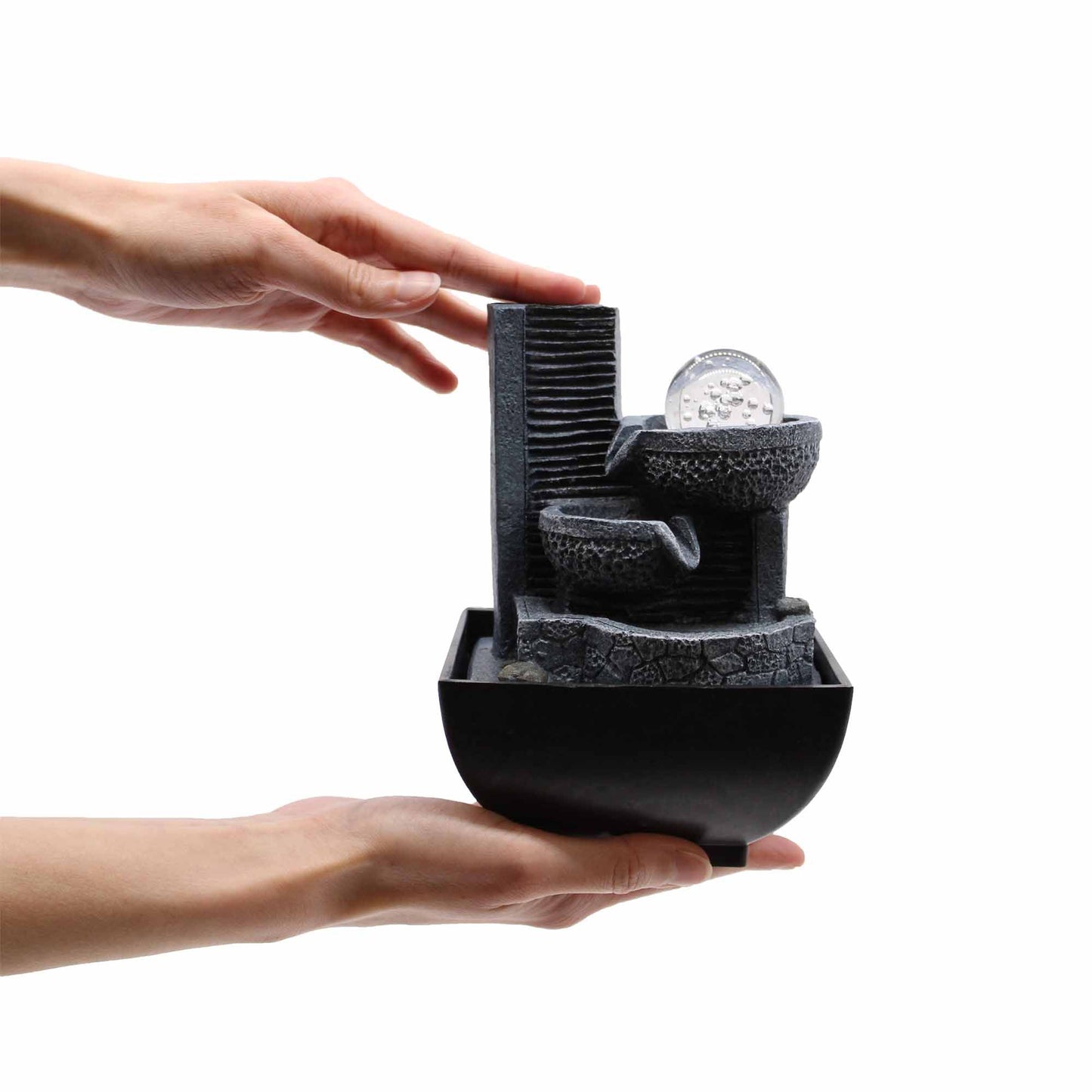 Zen Tischbrunnen mit LED Beleuchtung – 18 cm Feng Shui Wasserquelle für innere Ruhe