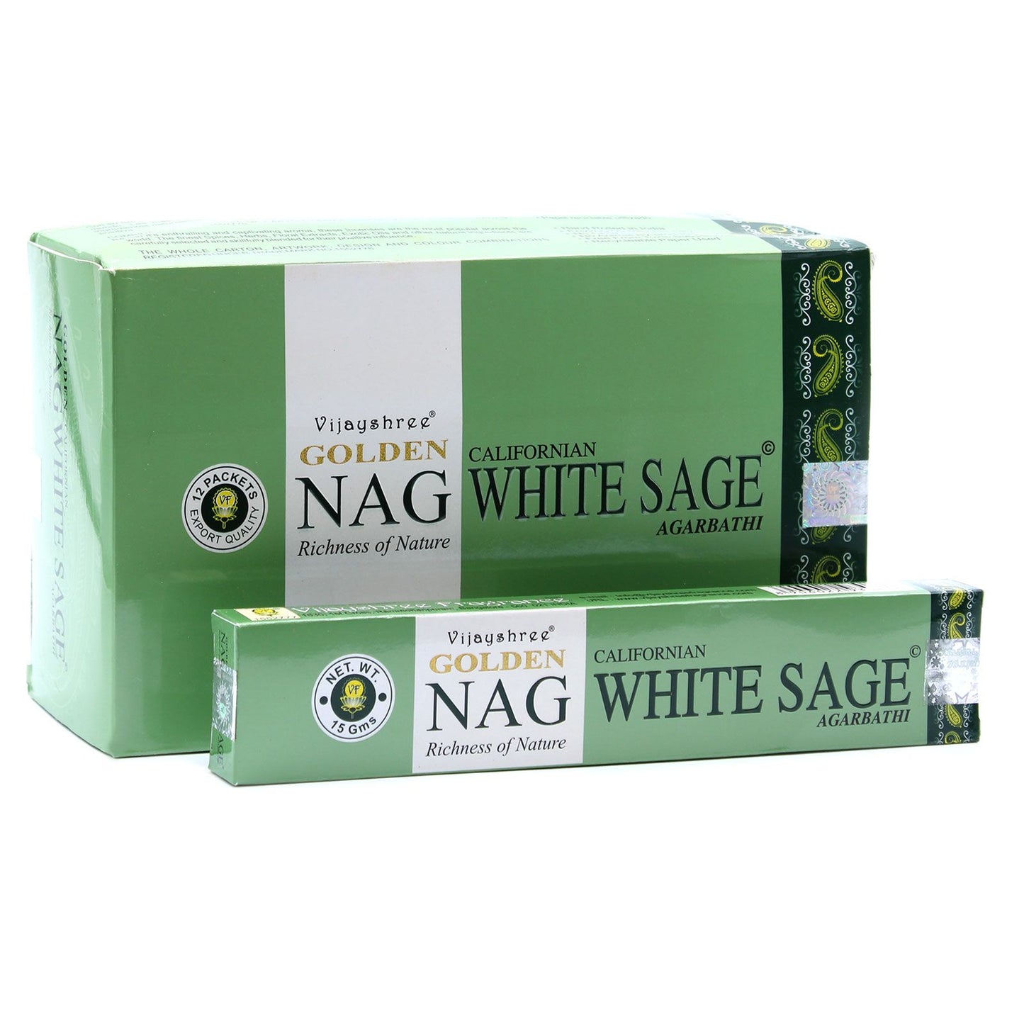 Golden Nag Weißer Salbei Räucherstäbchen (15g) – Handgerollt für langanhaltende Ruhe