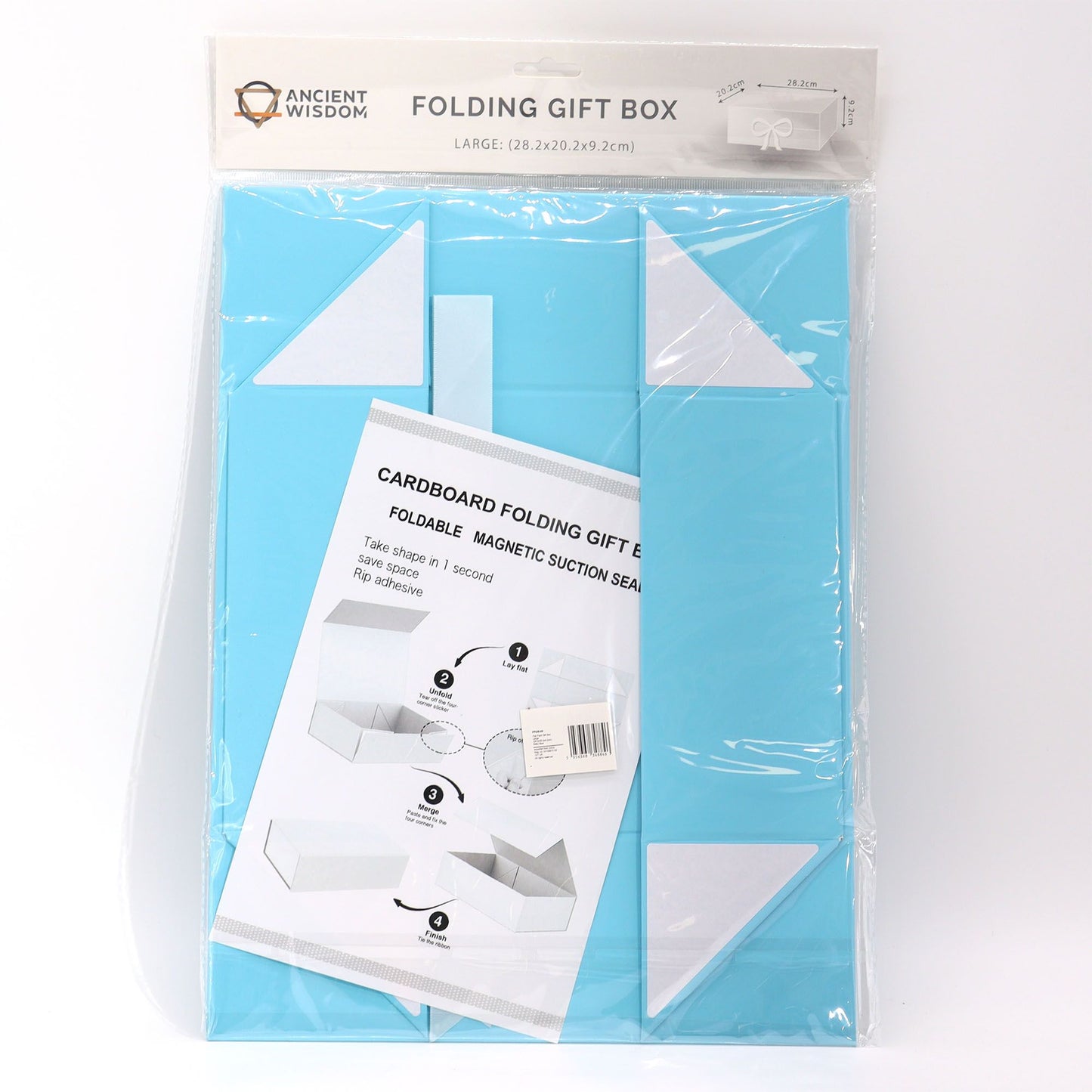 Elegante Geschenkbox in Babyblau – faltbar mit integrierter Schleife