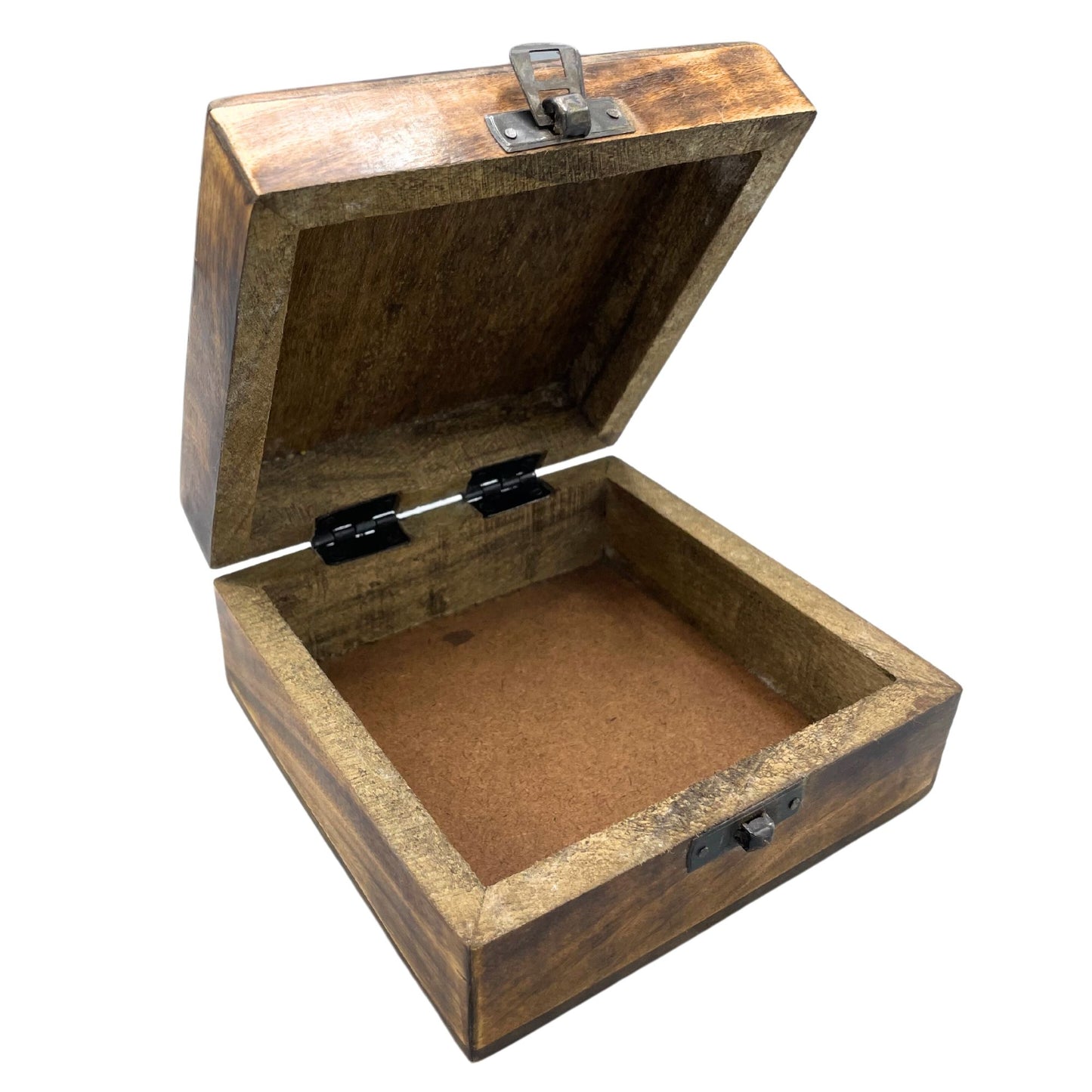 Erinnerungsbox aus Mangoholz mit Buddha-Gravur - 13x13x6 cm