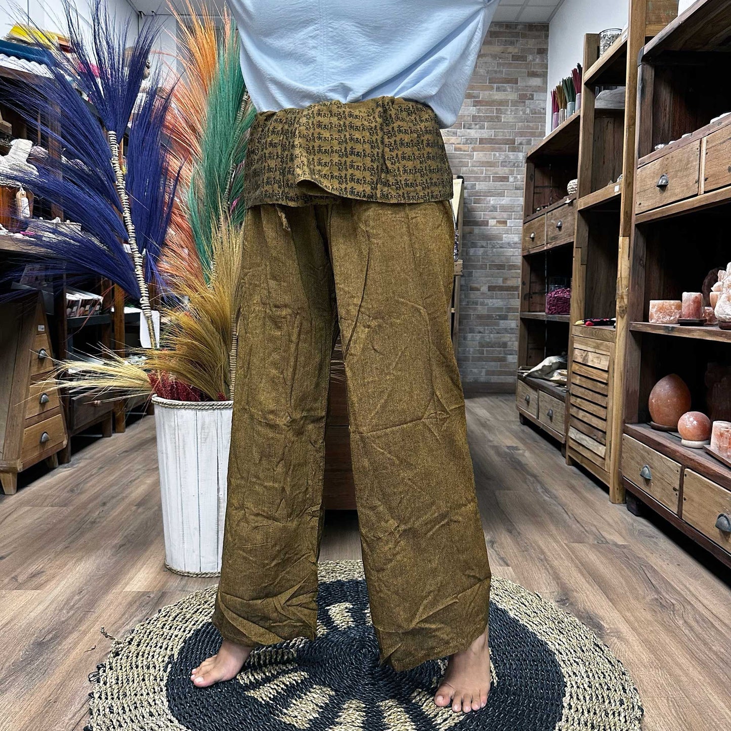 Mandala-Mantra Yoga-Hose in Orange – Handgefertigt aus Baumwolle