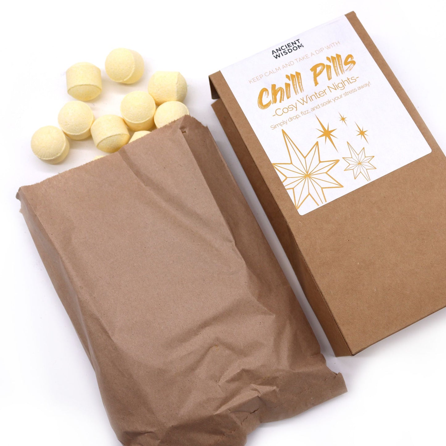 Chill Pills Geschenkset: Gemütliche Winternächte - 30 Mini-Badebomben für verwöhnende Bäder