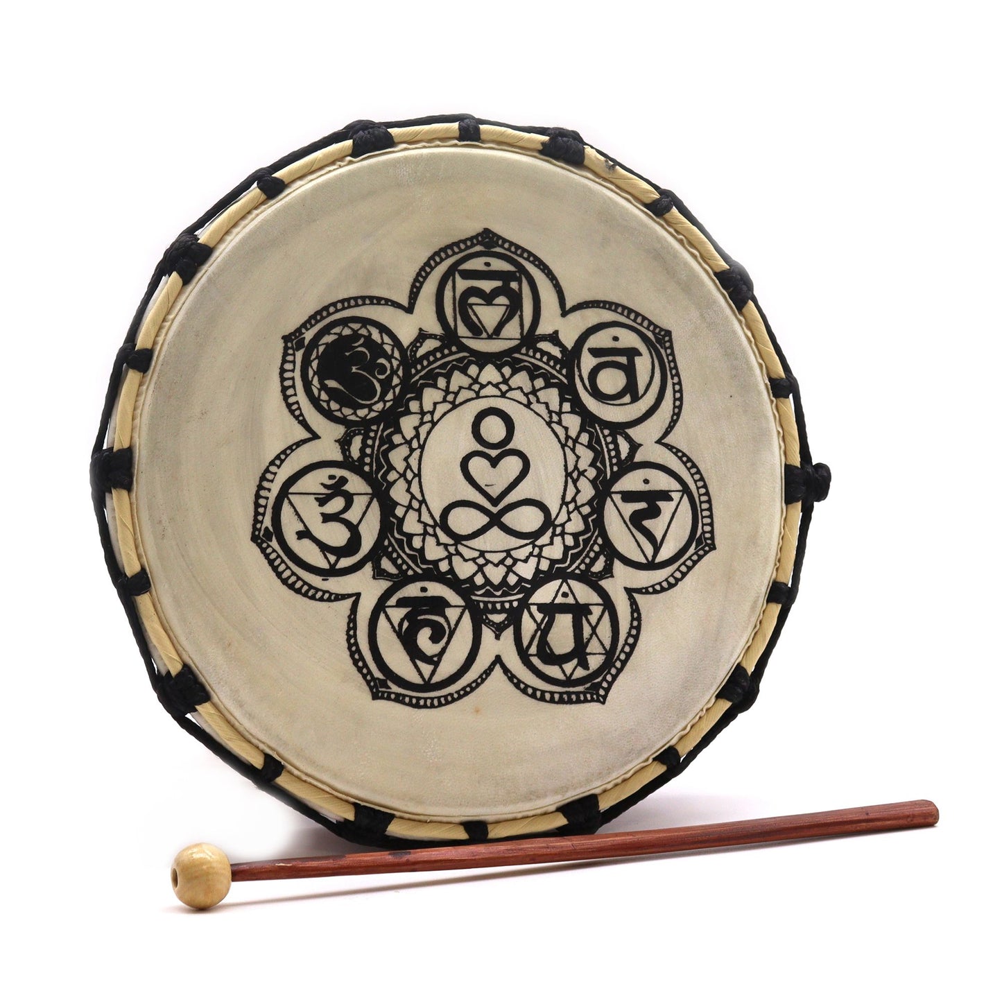 Schamanentrommel 'Chakra-Resonanz' 25 cm mit Schlegeln – Handgefertigt
