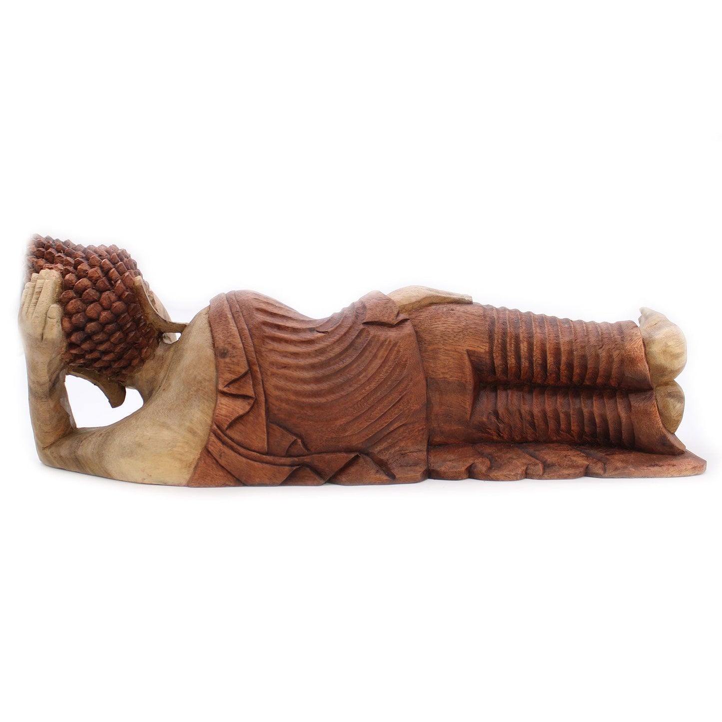 Buddha Skulptur 'Schlafender Buddha' - 50 cm Handgeschnitzt aus Suarholz