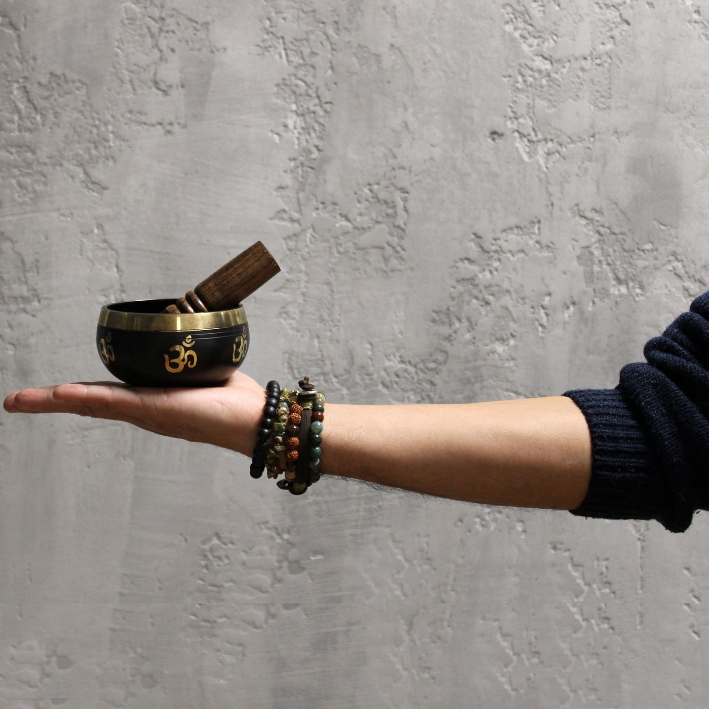 Yoga Om Klangschalen-Set aus Messing – Komplettset mit Zubehör für Meditation