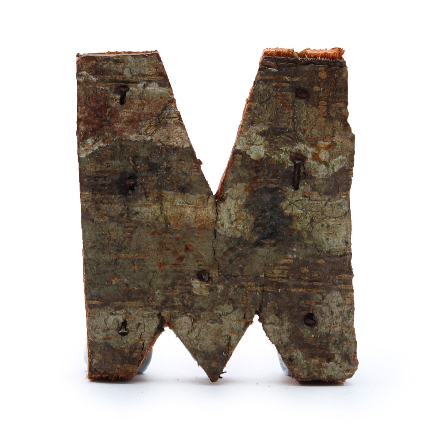 Deko-Buchstabe 'M' aus Albasia-Holz - Rustikales Unikat mit Rindenstruktur (7 cm)