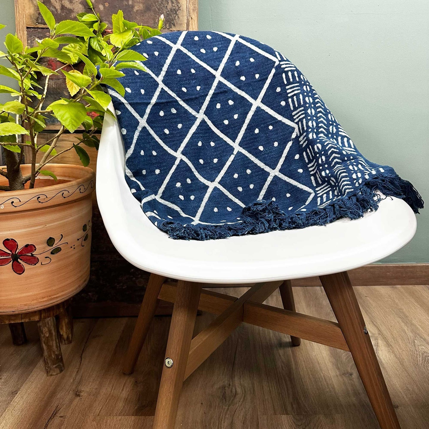 Indigo-Überwurf 'Midnight Heerak' – Handgefertigte Bettdecke 170x120 cm