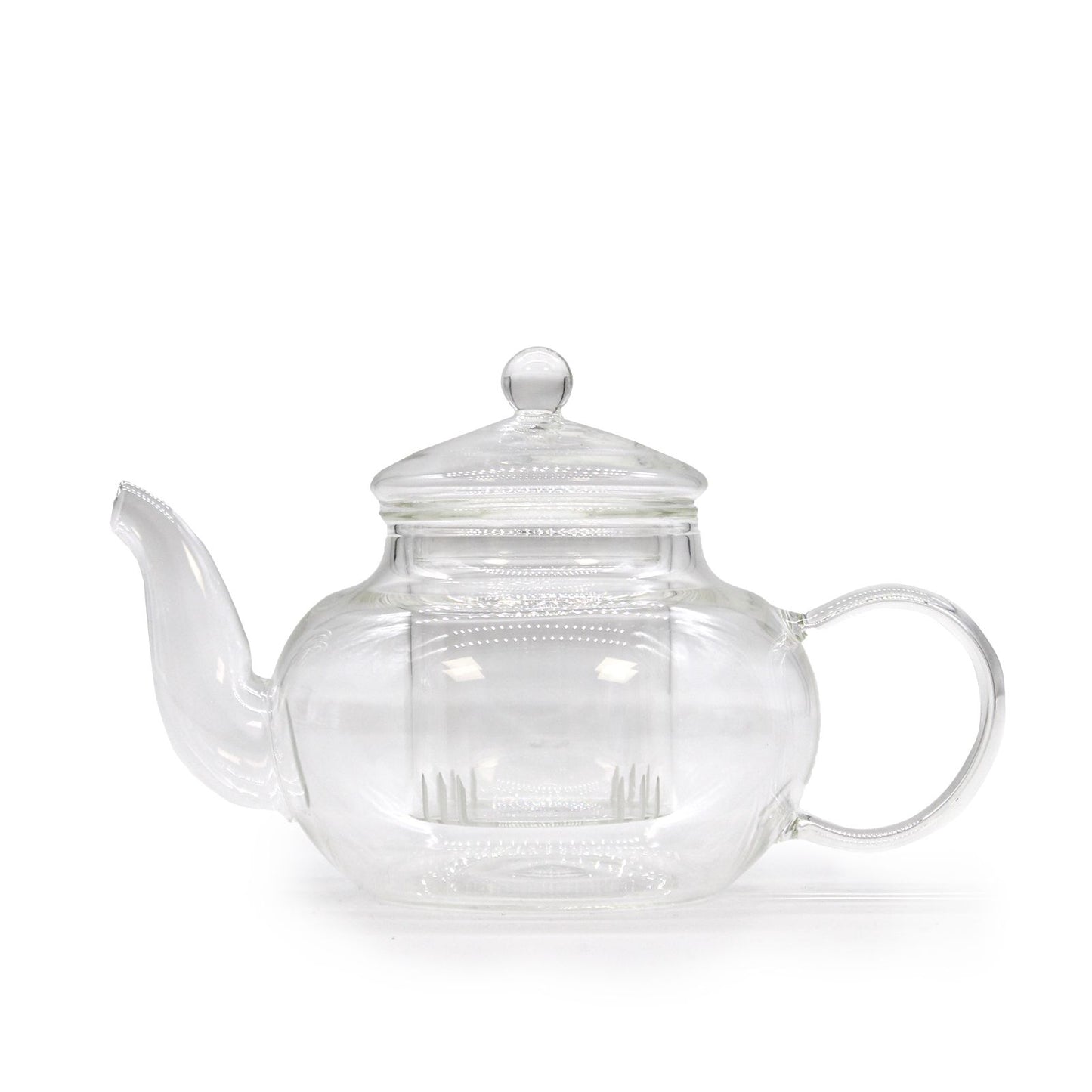 Glas-Teekanne Perlmutt 400ml mit Edelstahlfilter – Runde Form