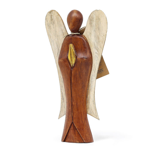 Hati-Hati Schutzengel 'Liebe' – Handgeschnitzte Holzfigur aus Suarholz, 25 cm