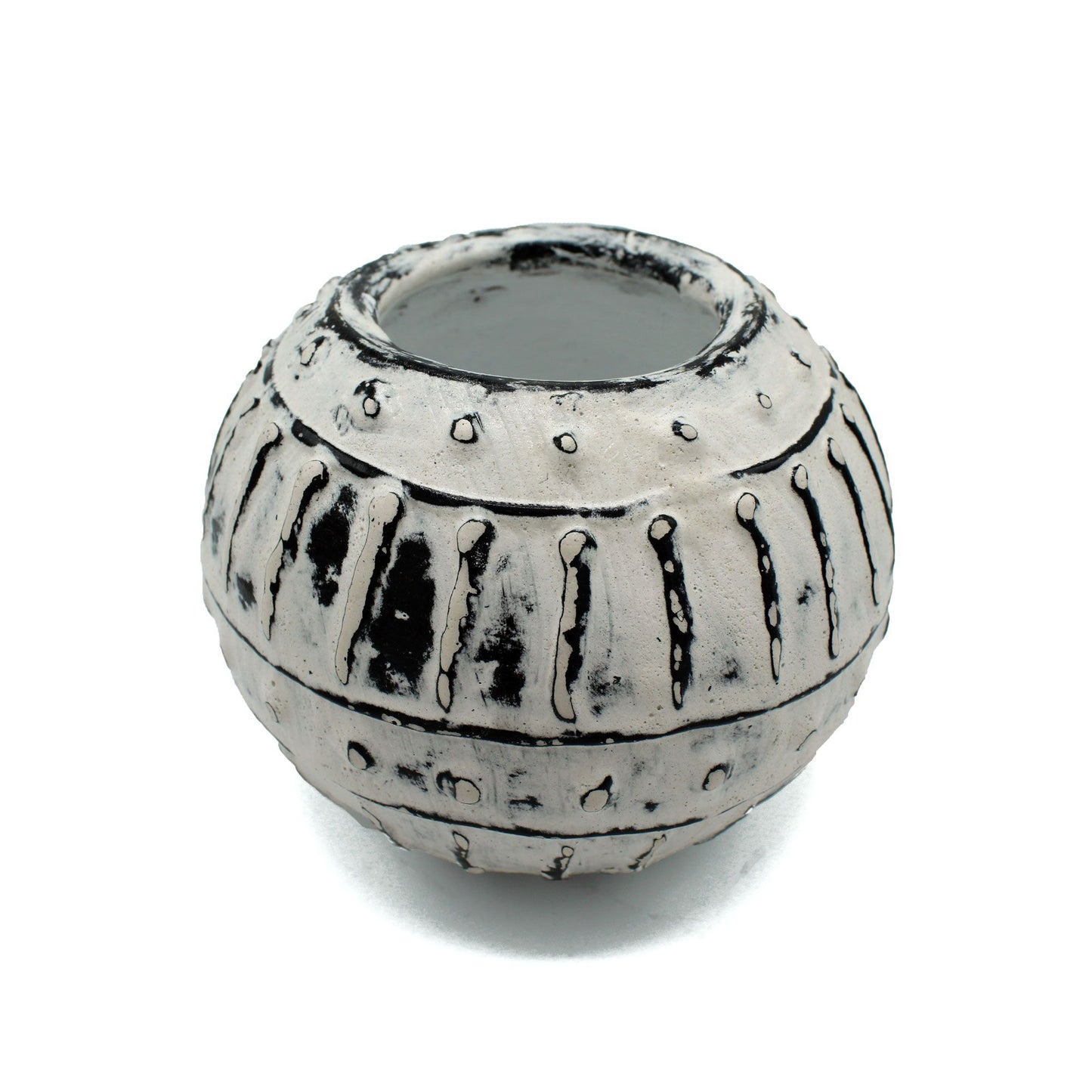 Keramikvase in Blasenform - Handgefertigt aus Terrakotta in Creme, 10 cm