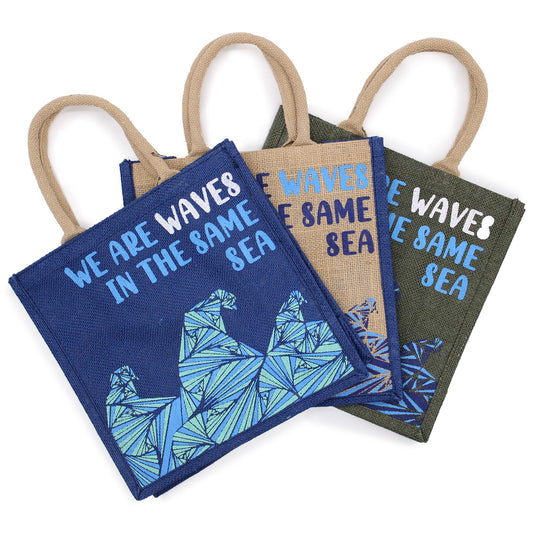 Jute Shopper 'We are Waves' – Nachhaltige Tragetasche mit Statement-Print