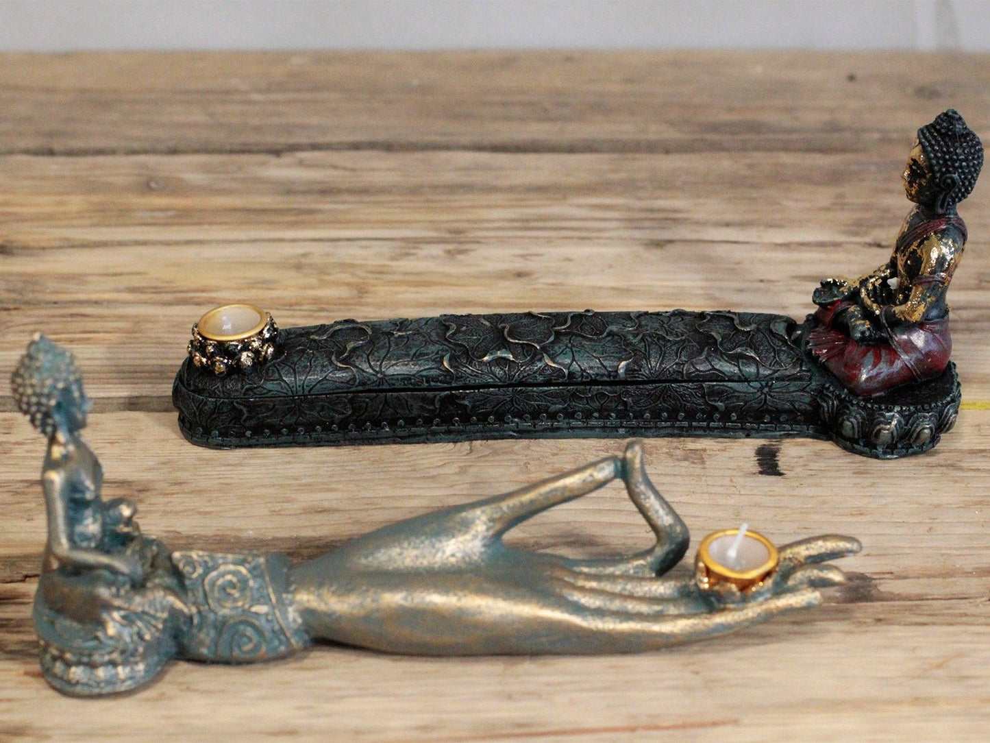 Räucherständer 'Buddha-Hand' - Antik-Optik aus Harz für Meditation & Wohlfühlambiente