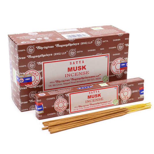 Satya Räucherstäbchen Moschus - 15 Stück, handgerollt