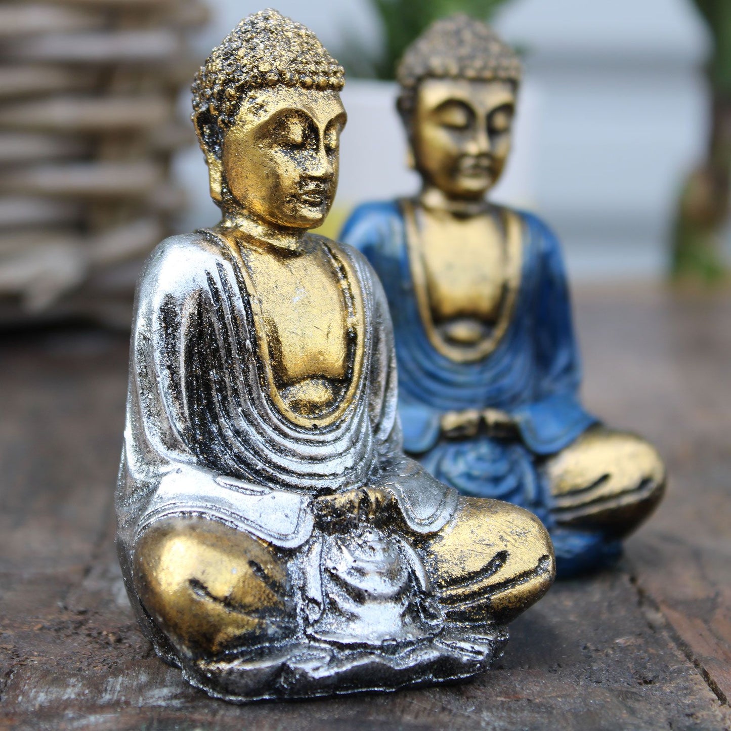 Handbemalte Mini-Buddha Figuren aus Bali - 6er Set in Gold