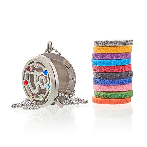 Aromatherapie Halskette Om Chakra 30mm - Edelstahl Duftschmuck