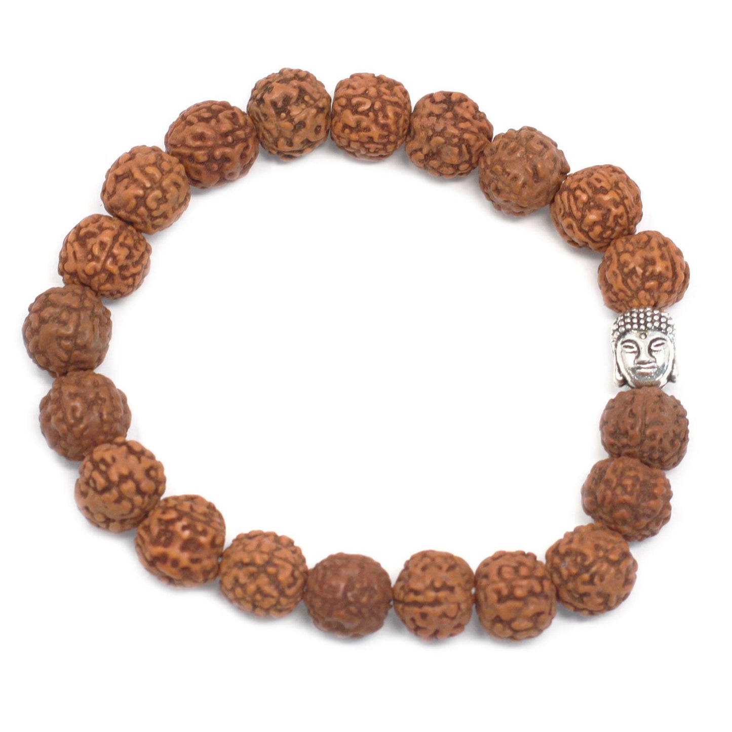 Buddha Mala Armband aus braunen Rudraksha-Perlen (108) – Handgefertigt