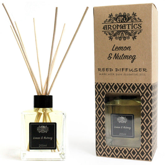 Rattan-Duftdiffusor mit Zitrone & Muskatnuss | 200ml | Natürliche ätherische Öle