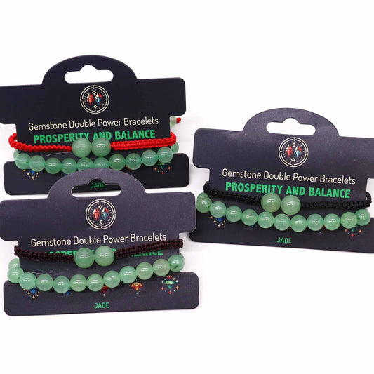 Jade Edelstein-Set: 2 Armbänder für Harmonie & Wohlstand