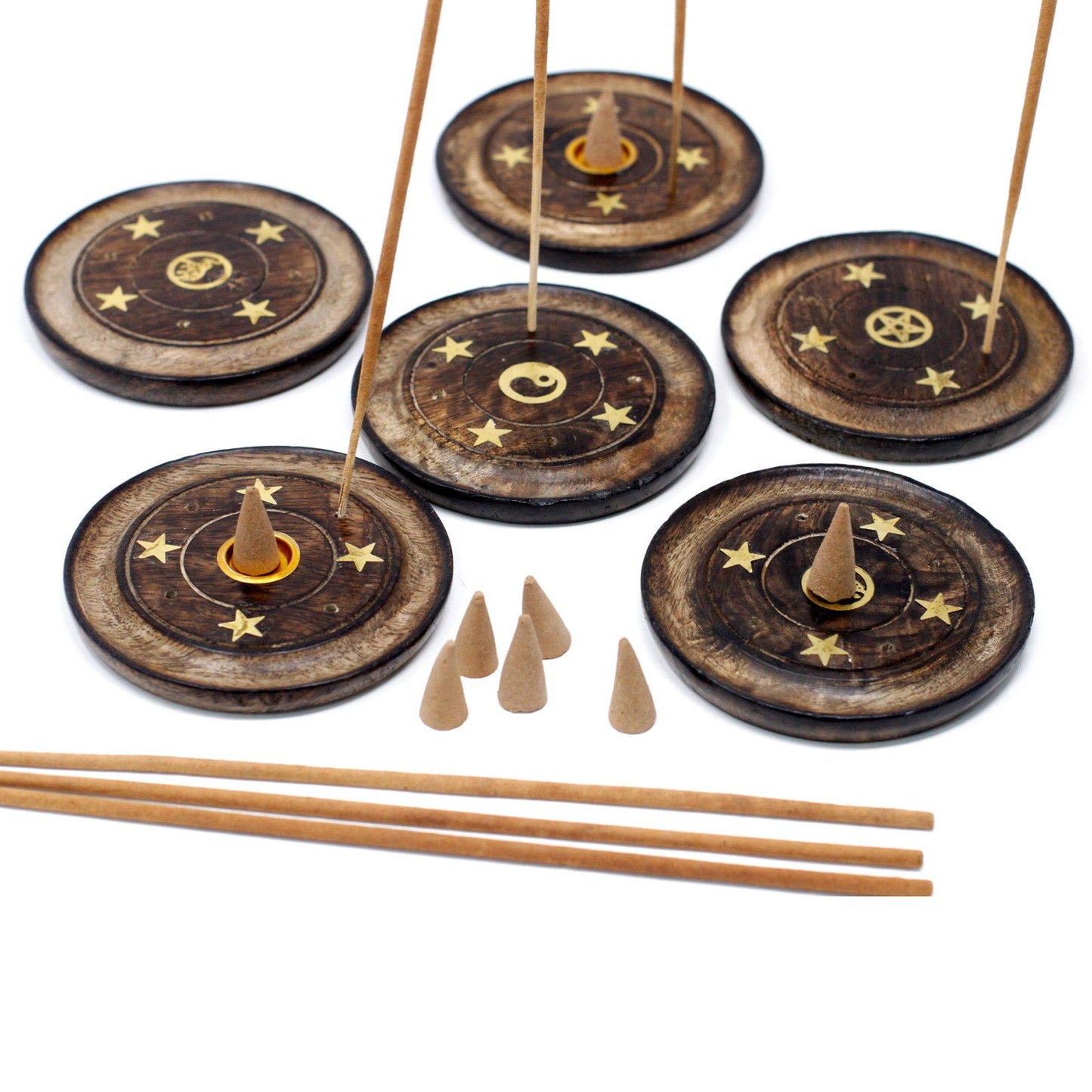 Räucherscheibe aus Mangoholz, 10 cm – Handgefertigter Halter für Räucherkegel und Stäbchen