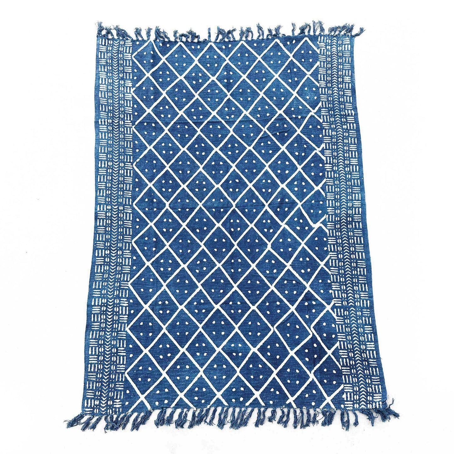 Indigo-Überwurf 'Midnight Heerak' – Handgefertigte Bettdecke 170x120 cm