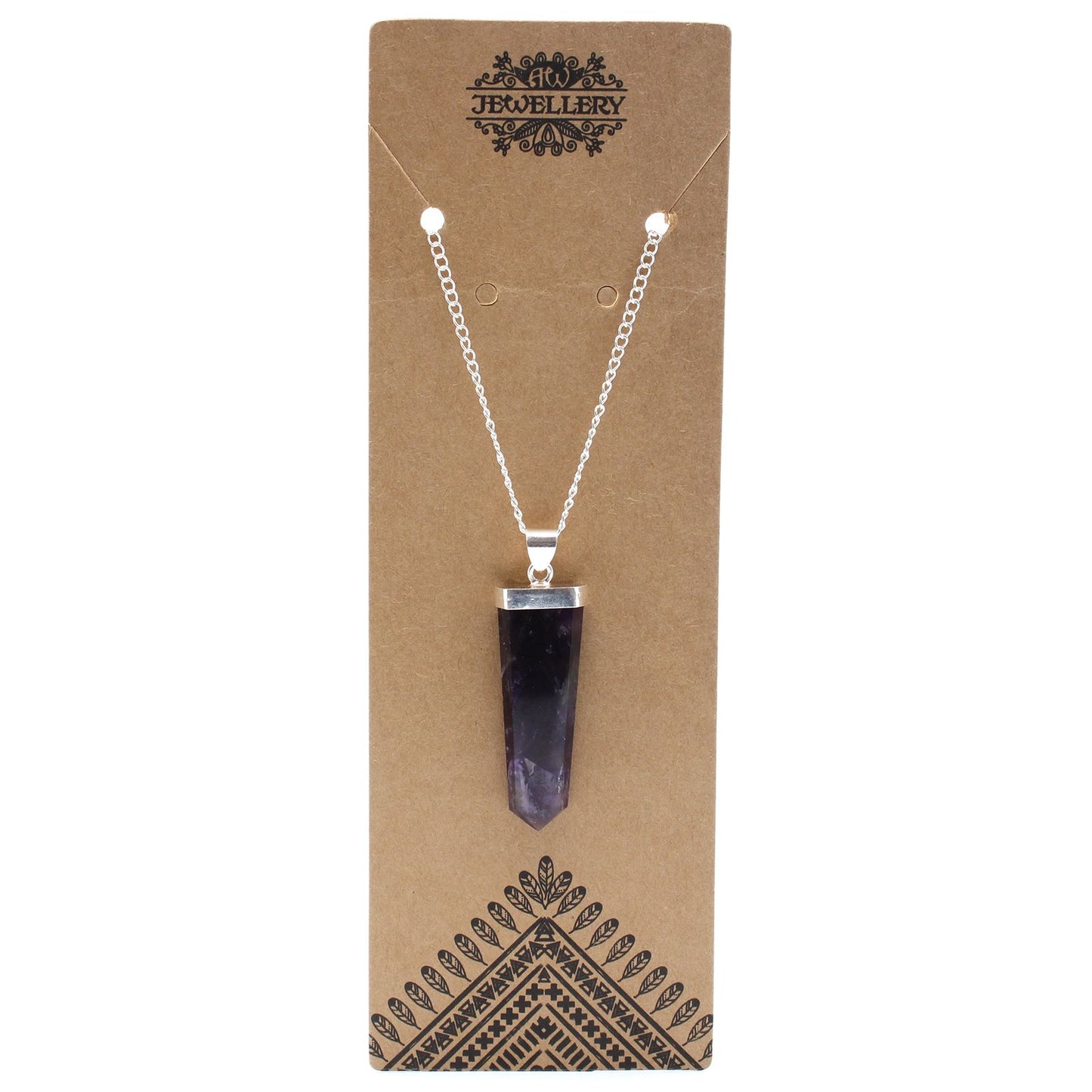 Handgefertigter Amethyst-Flachstift Anhänger mit Silberkette