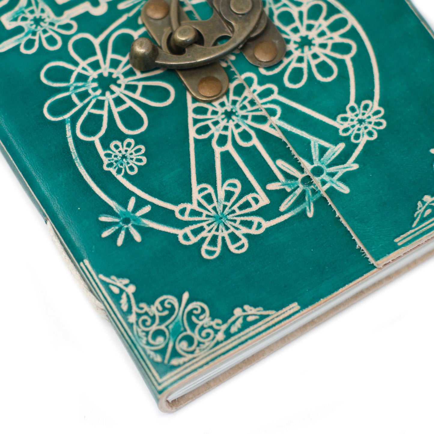 Ledernotizbuch 'Green Peace' mit Schloss – Handgefertigter Begleiter für Gedanken (18x13 cm)