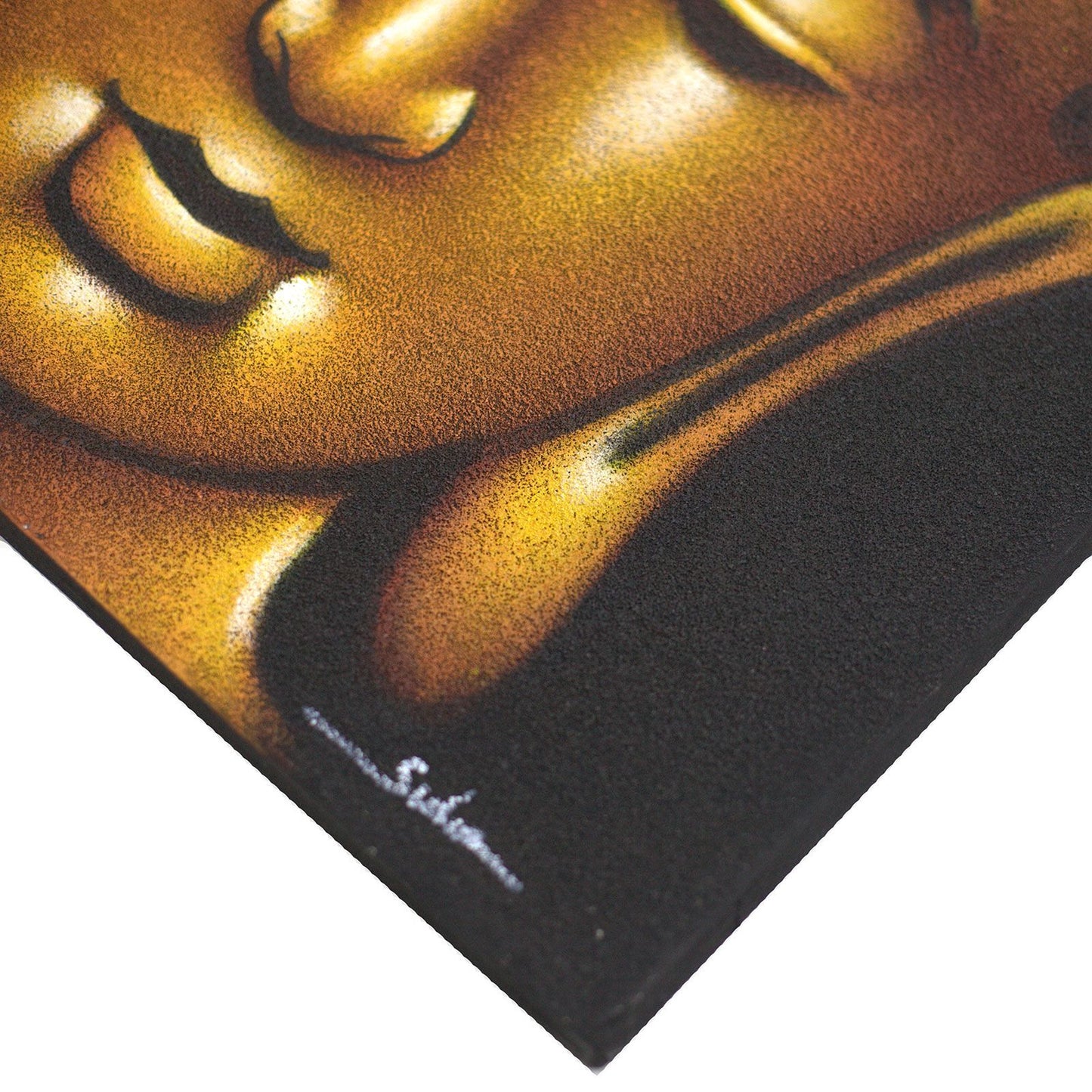 Leinwandgemälde Buddha in Goldsand - Handgefertigte Kunst aus Bali