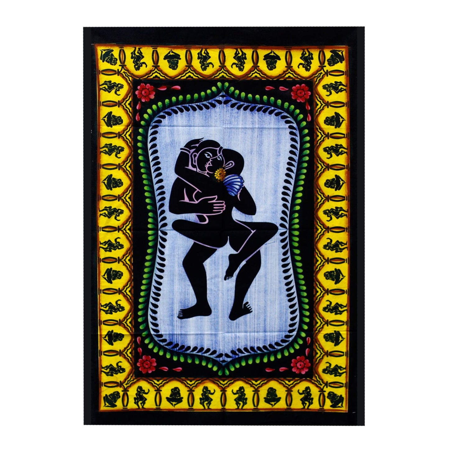 Handgebürstete Baumwoll-Kunst – Wandbehang mit Kamasutra-Motiv