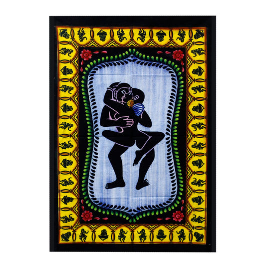 Handgebürstete Baumwoll-Kunst – Wandbehang mit Kamasutra-Motiv