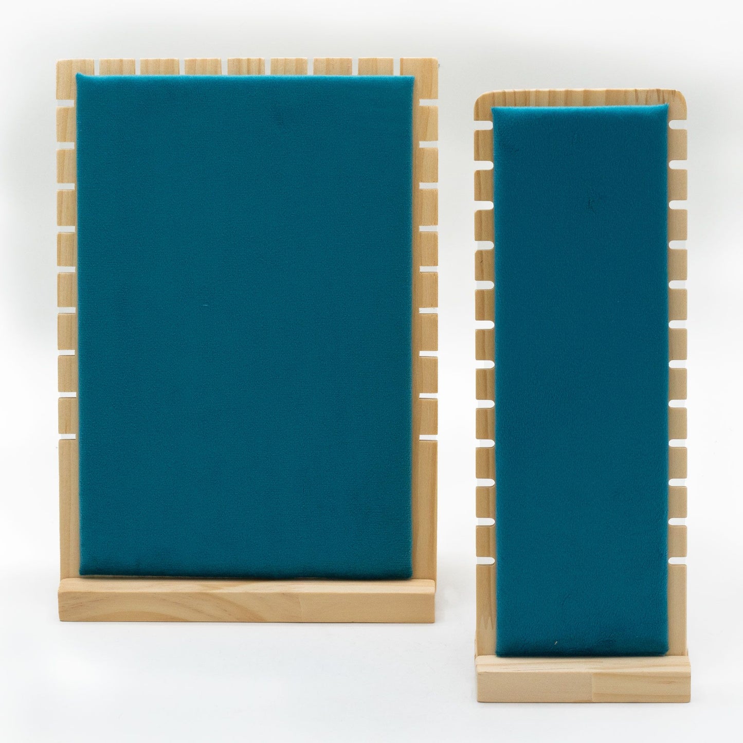 Hochformat Schmuckständer aus Holz & Samt | Türkis | 28 cm