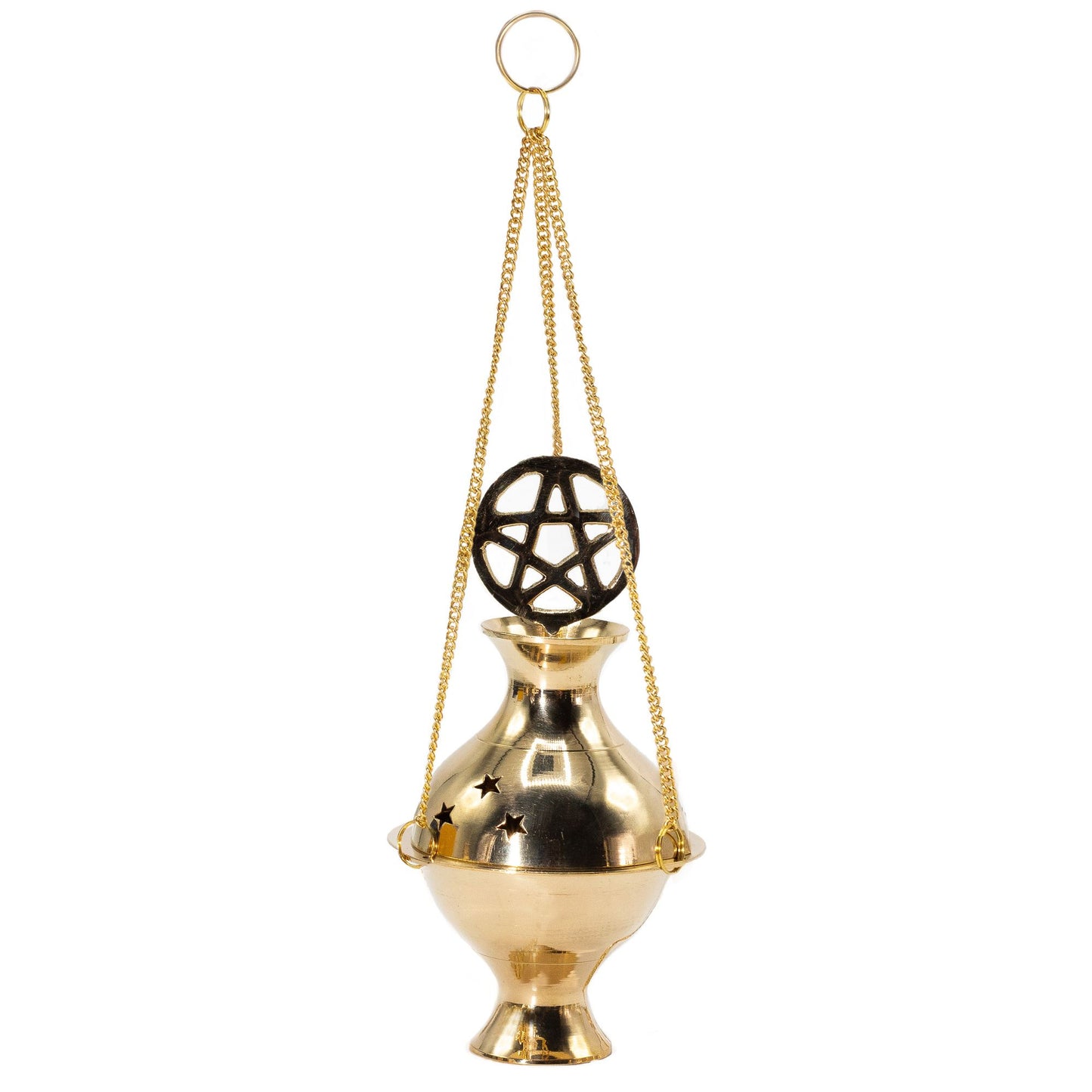 Hängender Messing-Räucherbecher mit Pentagramm-Design – Handgefertigt