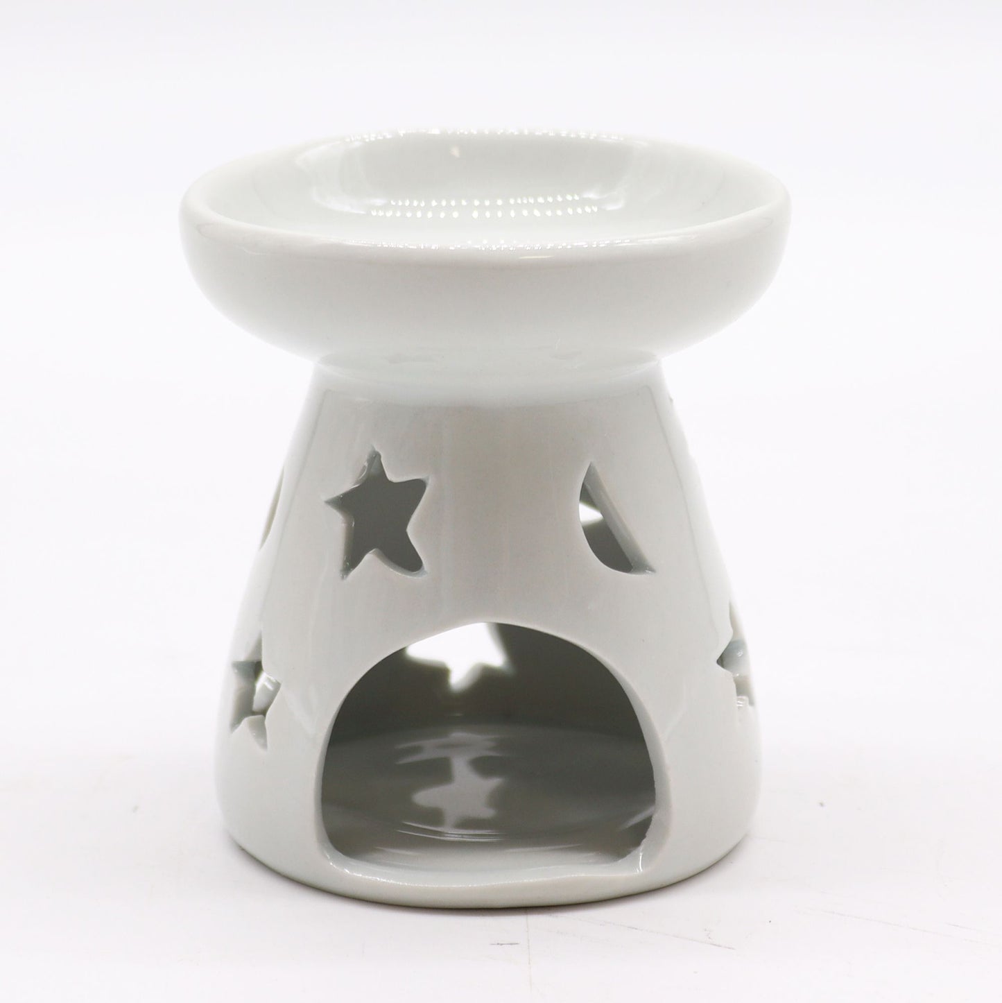 Keramik-Duftlampe mit Mond und Sternen – Weißes Design für Aromatherapie