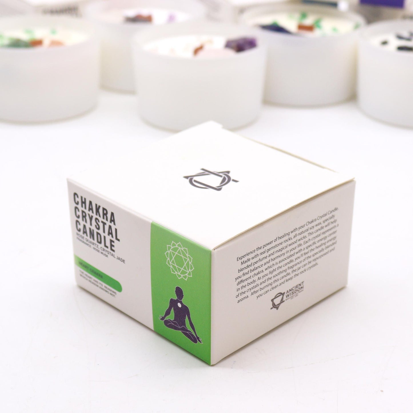 Kristallkerze Herzchakra – Mit Rosenquarz & Jade für Harmonie
