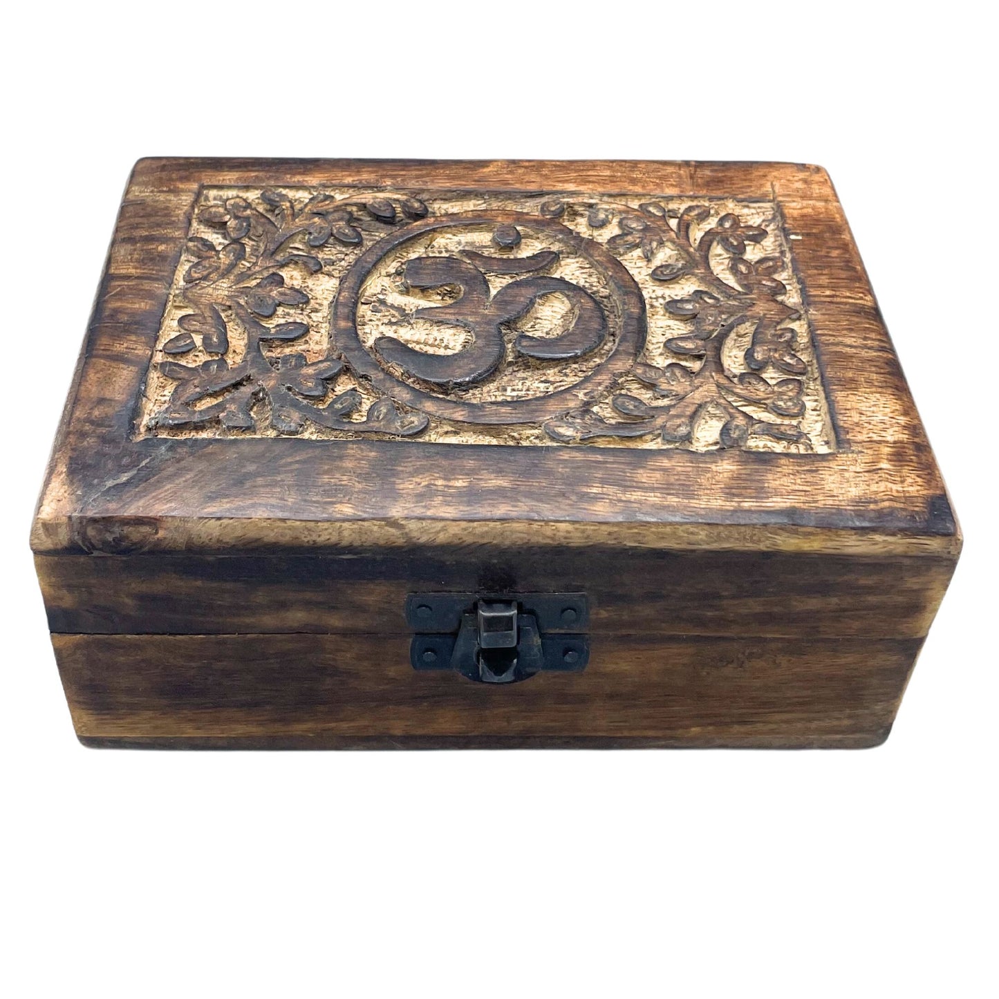 Mangoholz-Box mit Om-Gravur | 15x10x6 cm | Für Erinnerungen & Schmuck