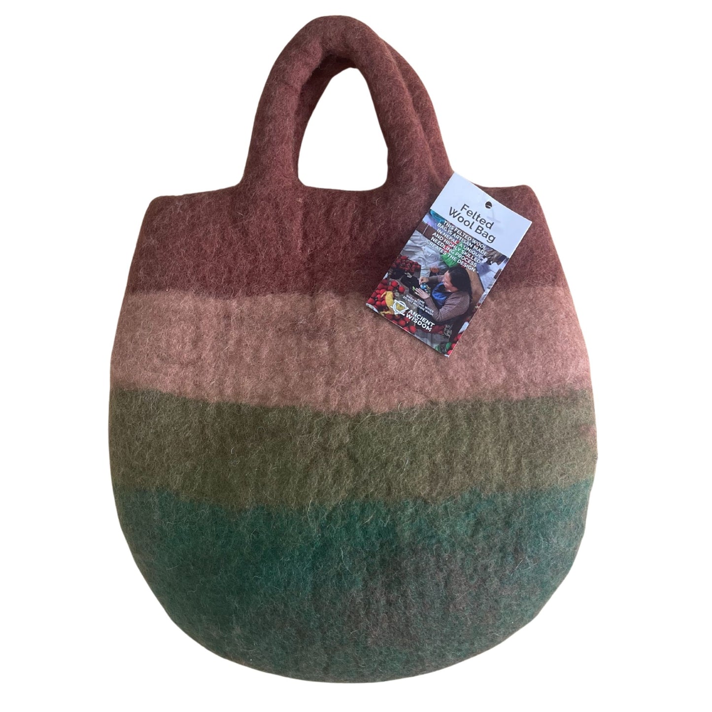 Filztasche 'Pilzgarten' – Handgefertigtes Natur-Unikat aus Wolle, 35 x 27 cm