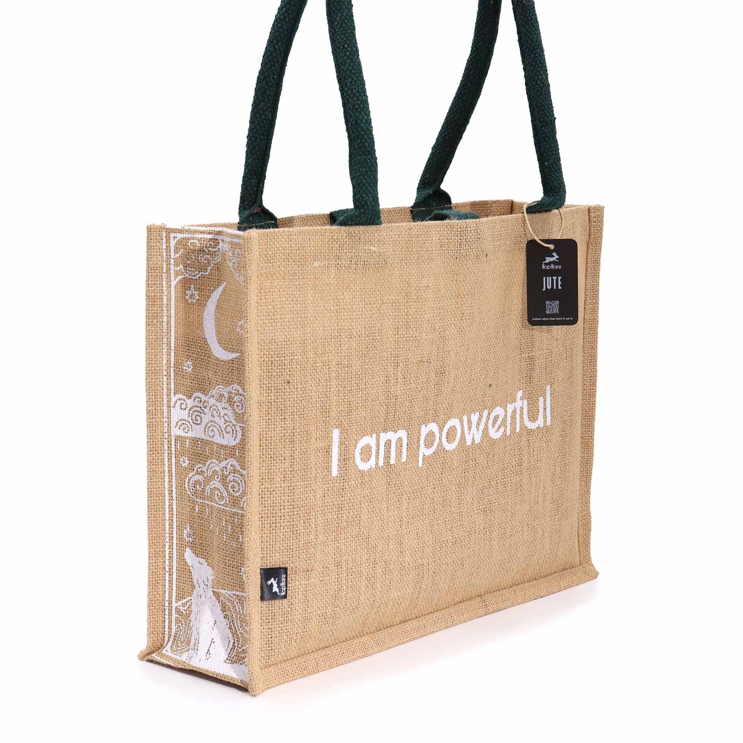 Hop Hare Jute Shopper 'I Am Powerful' – Statement-Tasche für Stärke
