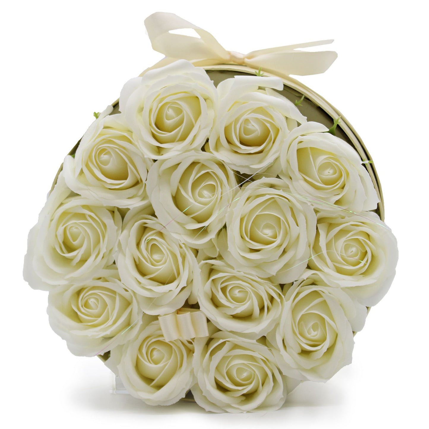 Seifenrosen-Strauß in Creme - 14 handgeformte Rosen für ein sinnliches Badeerlebnis