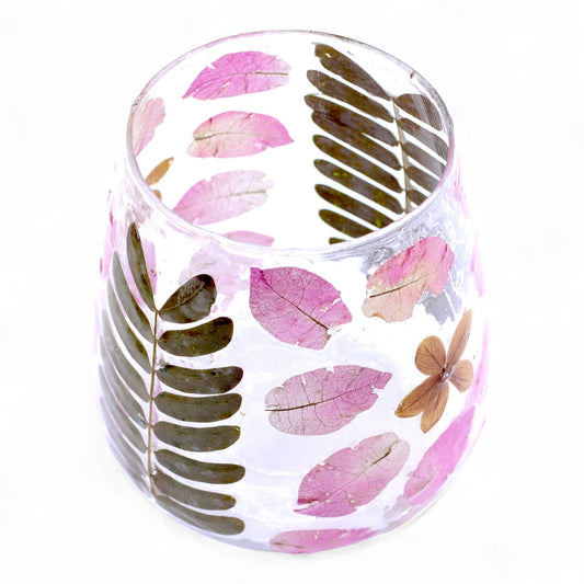 Primavera Kerzenhalter Vase – Echte Blüten in recyceltem Glas