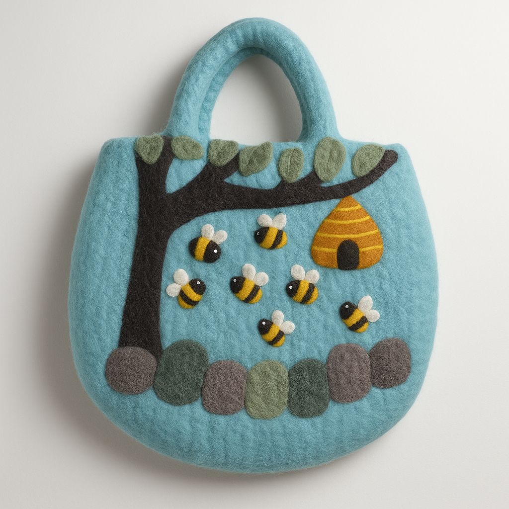 Gefilzte Handtasche 'Wald und Wiese' - 35 x 27 cm