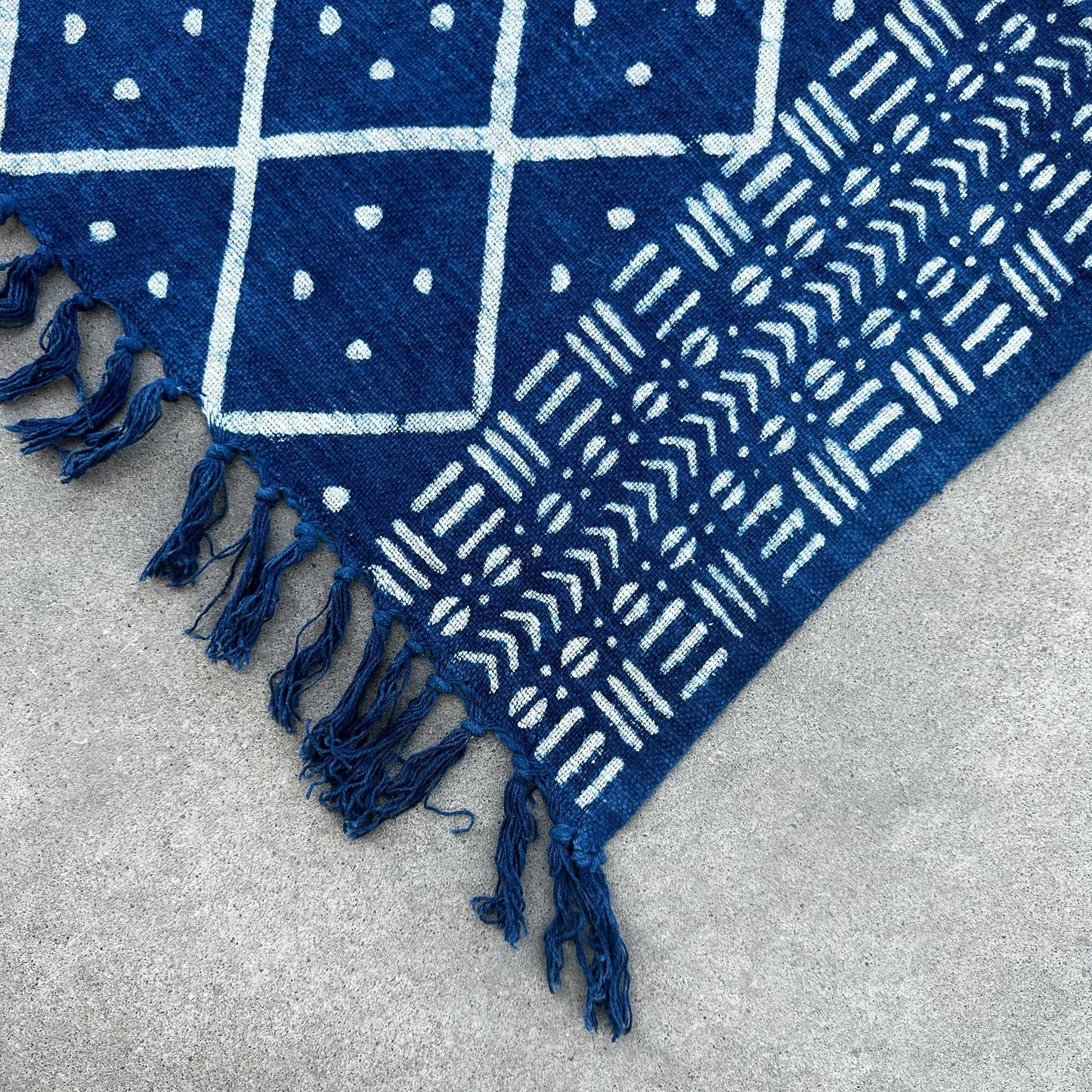 Indigo-Überwurf 'Midnight Heerak' – Handgefertigte Bettdecke 170x120 cm