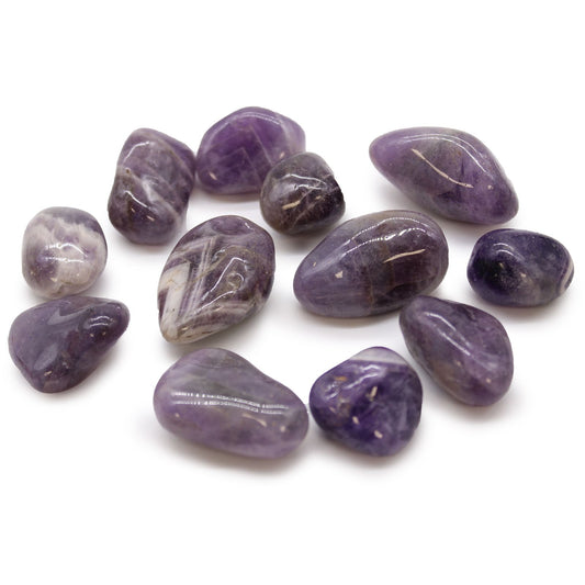 Set mit 12 Amethyst-Trommelsteinen aus Afrika – Natürliche Edelsteine