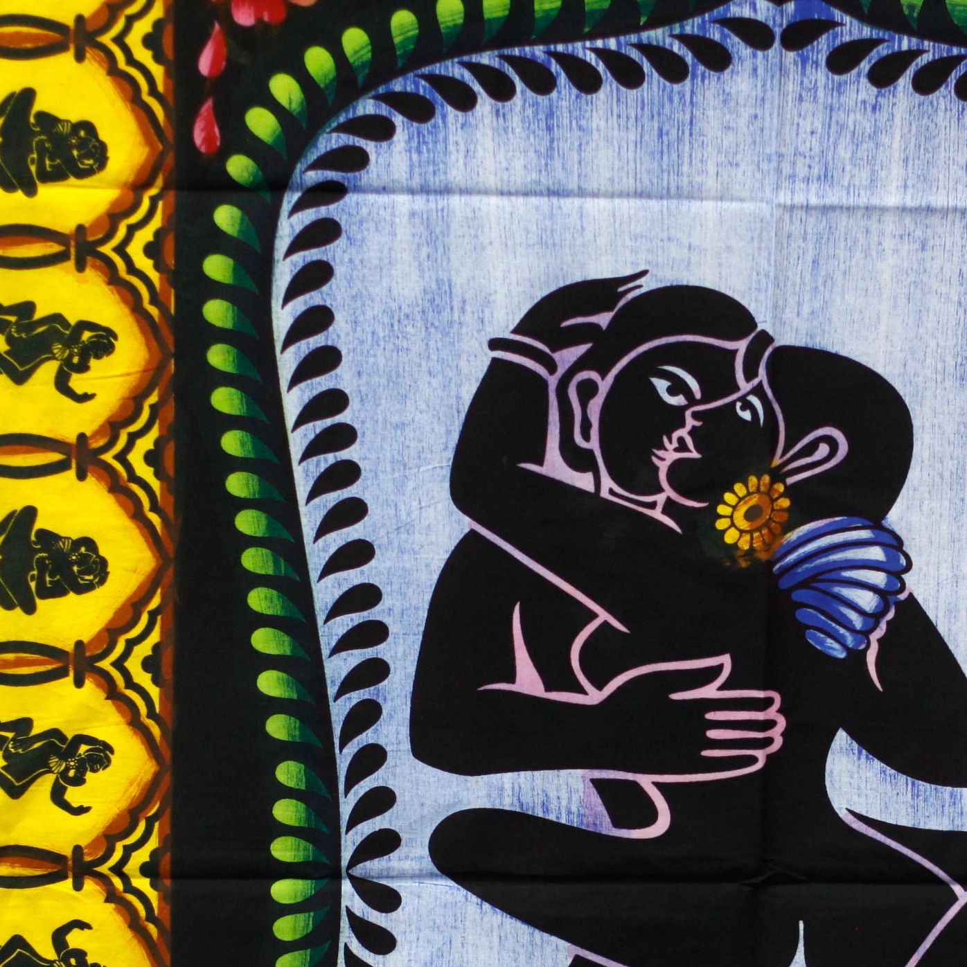 Handgebürstete Baumwoll-Kunst – Wandbehang mit Kamasutra-Motiv